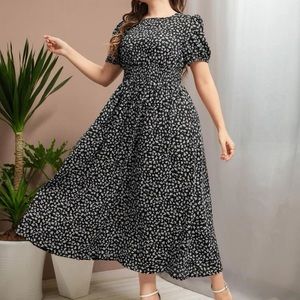 Elegant Black and White Floral Dress